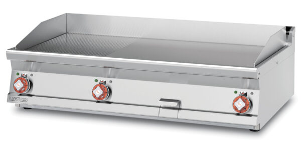 Fry-top elettrico 1/3 rigato + 2/3 liscio, piastra cm.116x51 - 3 zone di cottura (inclusa 1 testata chiusura piano mod.TPA-7)