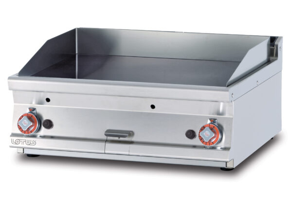 Fry-top gas liscio, piastra cm.76x51 - 2 zone di cottura (inclusa 1 testata chiusura piano mod.TPA-7)