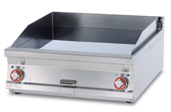 Fry-top elettrico liscio, piastra cm.76x68 - 2 zone di cottura (inclusa 1 testata chiusura piano mod.TPA-9)