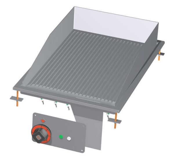 Fry-top elettrico rigato cromato SUPERCHROME (Moca Approved), piastra cm.35,5x55