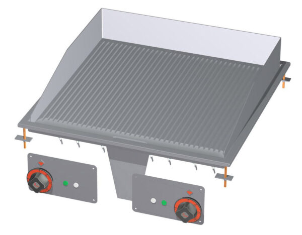 Fry-top elettrico rigato, piastra cm.55,5x55 - 2 zone di cottura