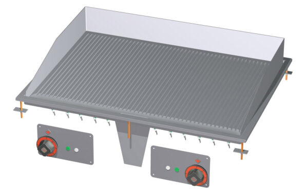 Fry-top elettrico rigato, piastra cm.75,5x55 - 2 zone di cottura