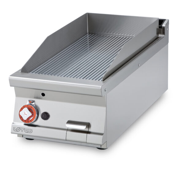 Fry-top gas rigato, piastra cm.36x68 (inclusa 1 testata chiusura piano mod.TPA-9)
