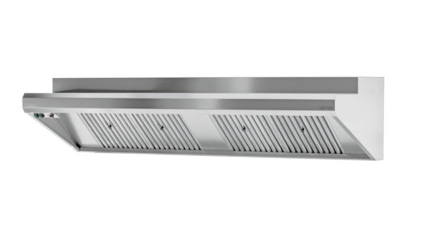 CAPPA A PARETE completa di motore aspirante, regolatore di velocità e lampada. Portata 2500 mc/h