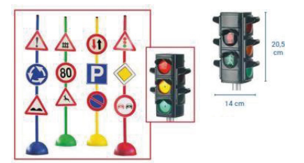 KIT EDUCAZIONE STRADALE SET B 12 SEGNALI STRADALI IN PLASTICA E 1 SEMAFORO