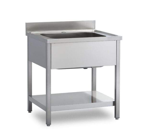 LAVELLO con vasca cm.40x40x25h, alzatina e ripiano di fondo