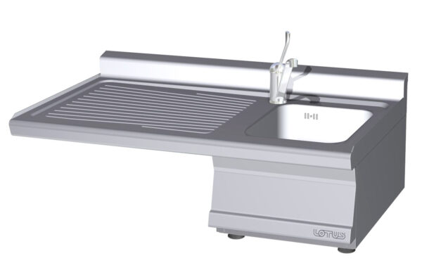 LAVELLO PREDISPOSTO - Vasca cm 29x35x14h Dx Sgocciolatoio cm 60 Sx - Rubinetto a leva a norme.