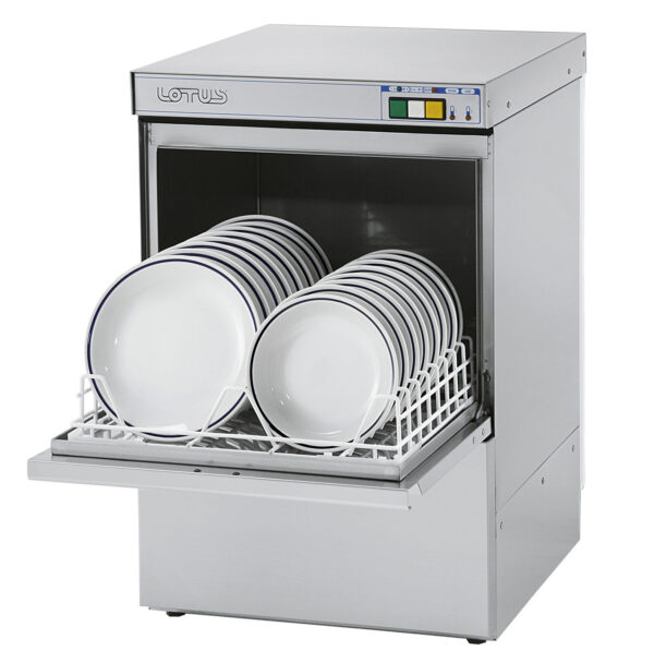 LAVASTOVIGLIE PARETE SINGOLA - vasca con angoli arrotondati, funzionamento completamente automatico a tasti elettromeccanici, microinterruttore magnetico per arresto funzionamento in caso di apertura porta - Cesto cm.45x45 - altezza utile lavaggio cm.33/Ø