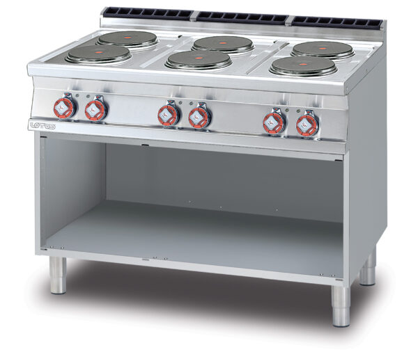 PIANO COTTURA TRIFASE SU MOBILE A GIORNO N. 6 piastre (inclusa 1 testata chiusura piano mod.TPA-7)