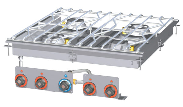 PIANO COTTURA ACQUA 4 fuochi - Rubinetto carico acqua, sfioratore