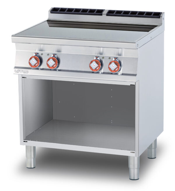 PIANO COTTURA VETROCERAMICA TRIFASE su mobile a giorno -  N. 4 zone - vetro cm. 75x77 (inclusa 1 testata chiusura piano mod.TPA-9)