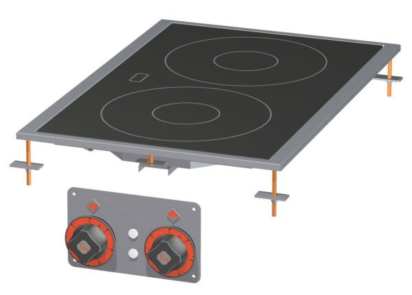 PIANO COTTURA VETROCERAMICA TRIFASE -  N. 2 zone - vetro cm.35x57