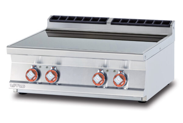 PIANO COTTURA VETROCERAMICA TRIFASE -  N. 4 zone - vetro cm.75x57 (inclusa 1 testata chiusura piano mod.TPA-7)