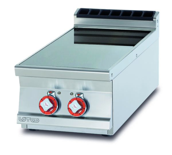 PIANO COTTURA VETROCERAMICA TRIFASE -  N. 2 zone - vetro cm.35x77 (inclusa 1 testata chiusura piano mod.TPA-9)