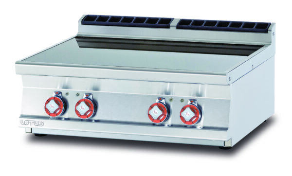 PIANO COTTURA VETROCERAMICA TRIFASE -  N. 4 zone - vetro cm.75x77 (inclusa 1 testata chiusura piano mod.TPA-9)