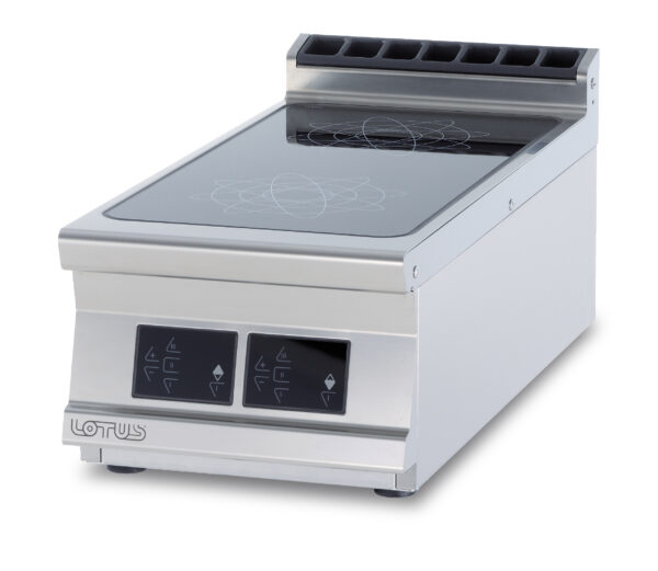 PIANO COTTURA INDUZIONE TRIFASE -  N. 2 zone - Vetro cm.35x77 (non posizionare su forni o cassettiere) - comandi digitali (inclusa 1 testata chiusura piano mod.TPA-9)