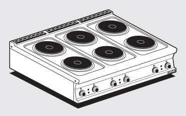 PIANO COTTURA TRIFASE N. 6 piastre (inclusa 1 testata chiusura piano mod.TPA-9)