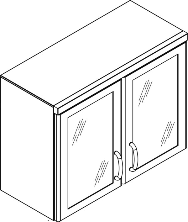 PENSILE CON PORTE VETRO, GUARNIZIONE E RIPIANO INTERMEDIO