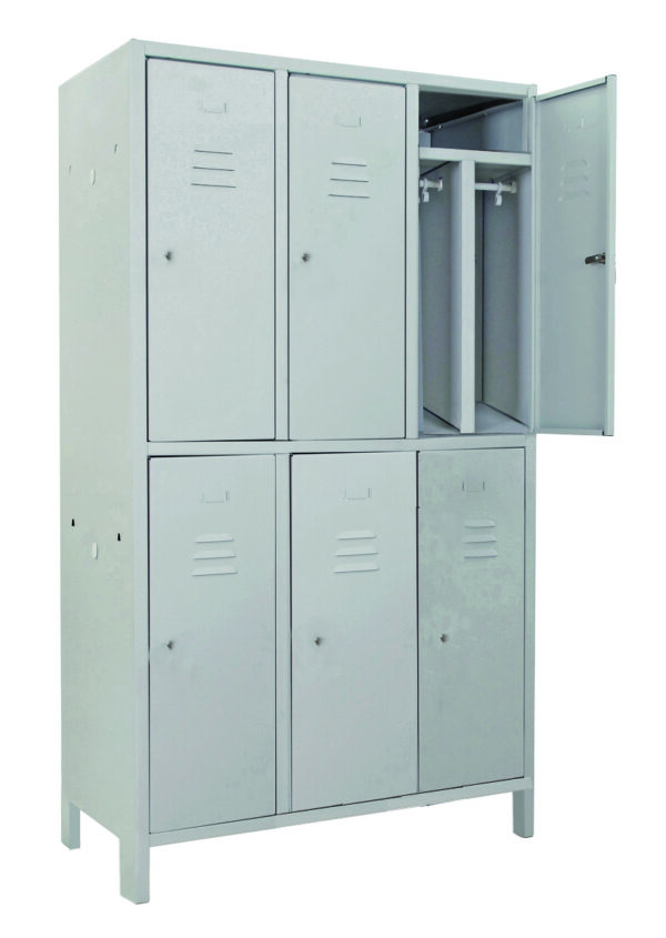 Multispogliatoio metallo Monoblocco SPORCO PULITO 6 posti SLIM - Serratura con chiave