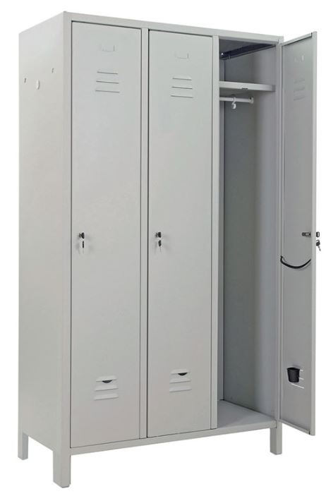 Spogliatoio metallo monoblocco 3 posti - Serratura con chiave
