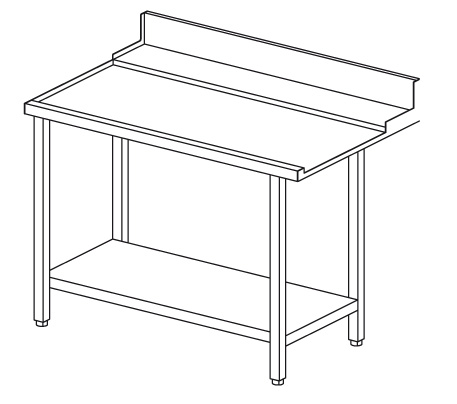 Tavolo uscita cesti sinistro con alzatina e ripiano inferiore