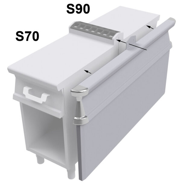 TESTATA TAMBURATA 2 LATI SERIE 70/90 DESTRA, con stesso profilo linea frontale