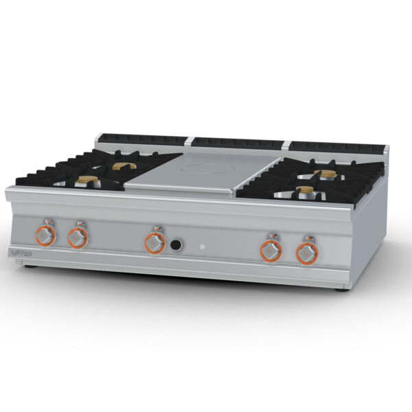 TUTTA PIASTRA + 4 FUOCHI Piastra cm. 39x73  (inclusa 1 testata chiusura piano mod.TPC-9)