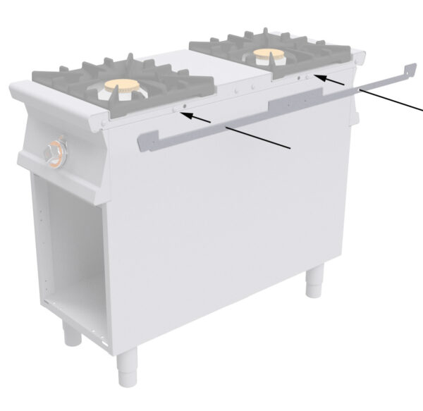 TESTATA CHIUSURA PIANO 2 LATI PER FUOCHI GAS (in dotazione 1 pezzo per apparecchio)