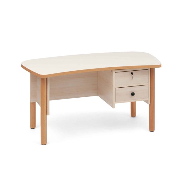 Cattedra Insegnante Onda Con 2 Cassetti Gambe In Metallo Tubo 60