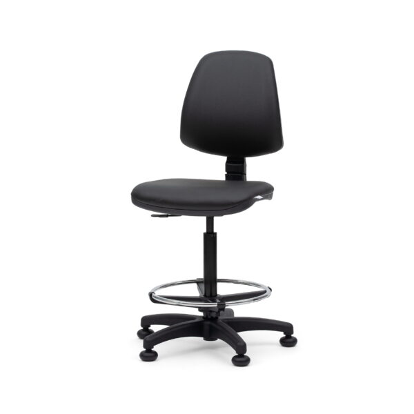 Sgabello Girevole Con Sedile E Schienale Imbottito, Base 5 Razze